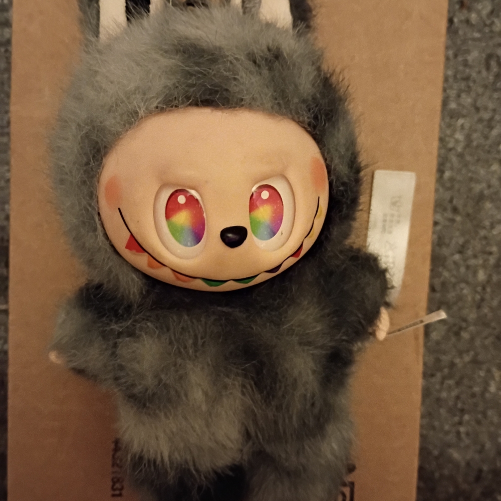 POP MART Authentic Labubu Gray Plush Animation Monsters Collectible With Keyring
